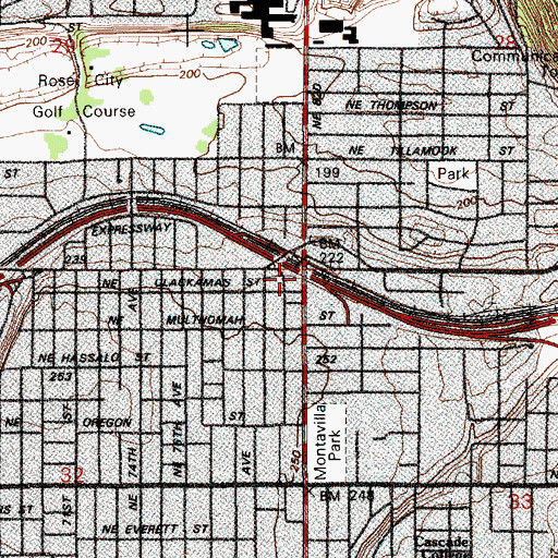 Topographic Map of Interchange 5, OR