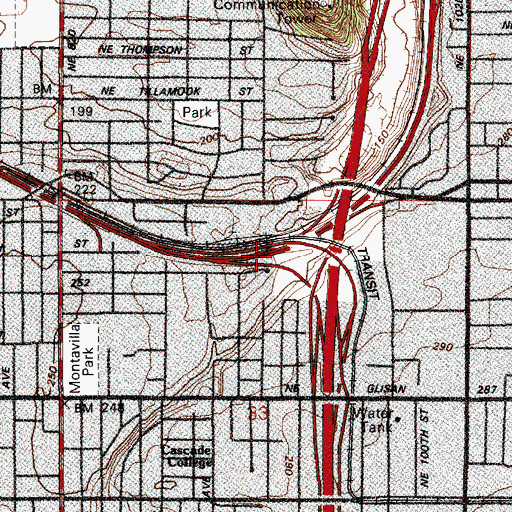 Topographic Map of Interchange 6, OR