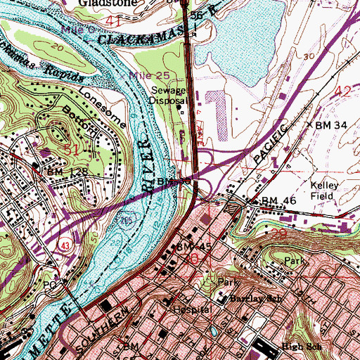 Topographic Map of Interchange 9, OR