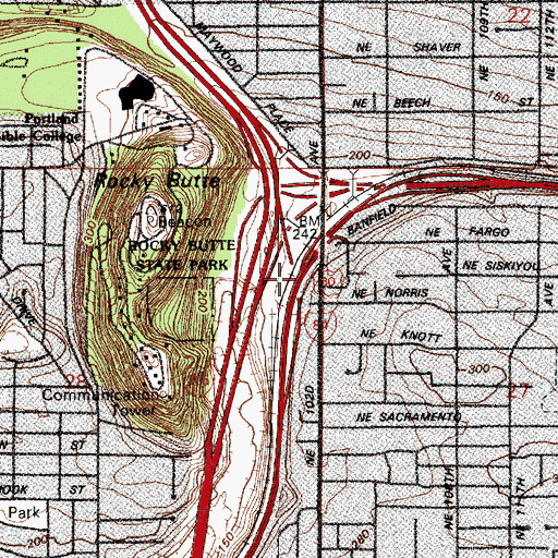 Topographic Map of Interchange 9, OR