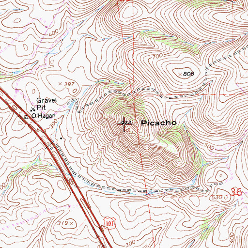 Topographic Map of Picacho, CA