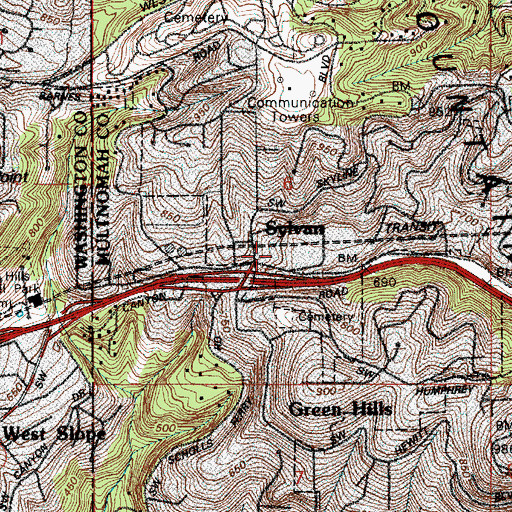 Topographic Map of Hemophilia Foundation of Oregon, OR