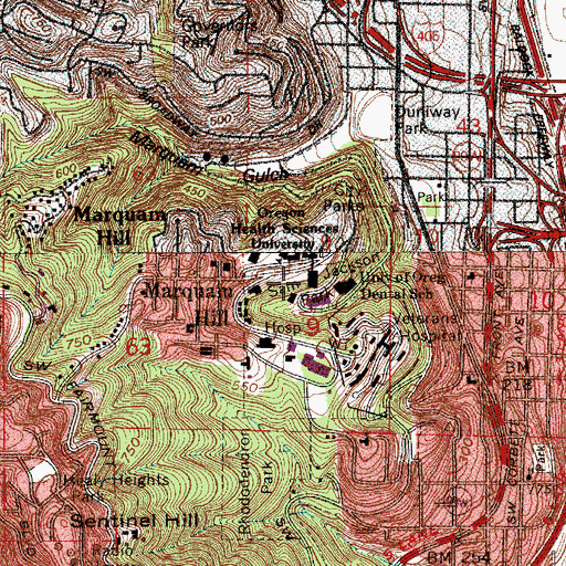 Topographic Map of Oregon Health and Science University Hospital, OR
