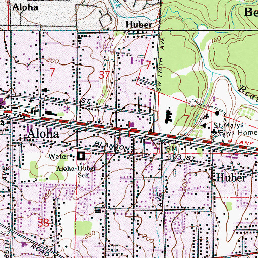 Topographic Map of Tuality Urgent Care, OR