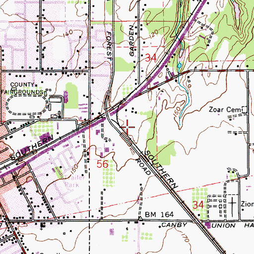 Topographic Map of Canby Market Center Shopping Center, OR