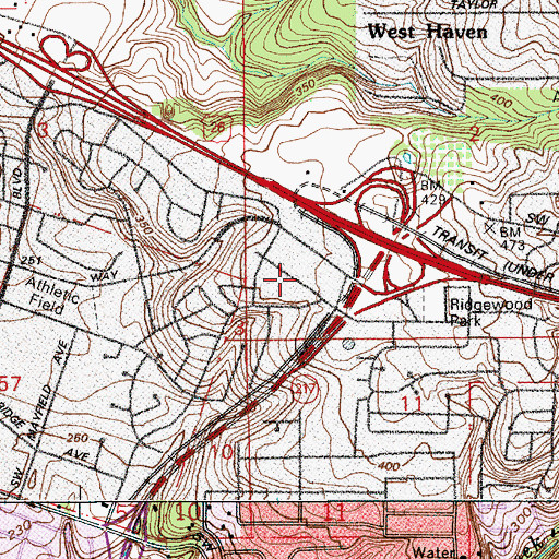 Topographic Map of Cedar Hills Center Shopping Center, OR