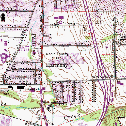 Topographic Map of Clackamas Town Center Shopping Center, OR