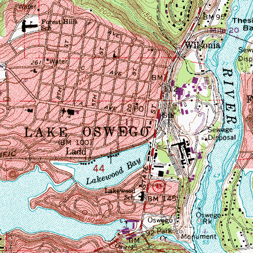 Topographic Map of Country Square Shopping Center, OR