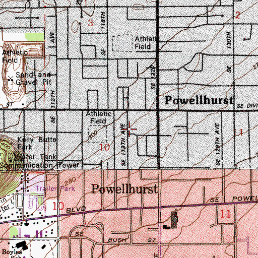 Topographic Map of Divsion Center Shopping Center, OR