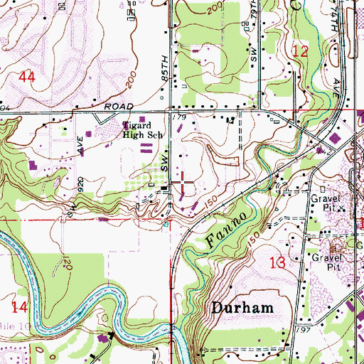 Topographic Map of Durham Advanced Wastewater Treatment Facility, OR