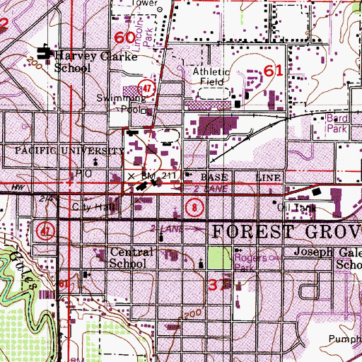 Topographic Map of Forest Grove Center Shopping Center, OR