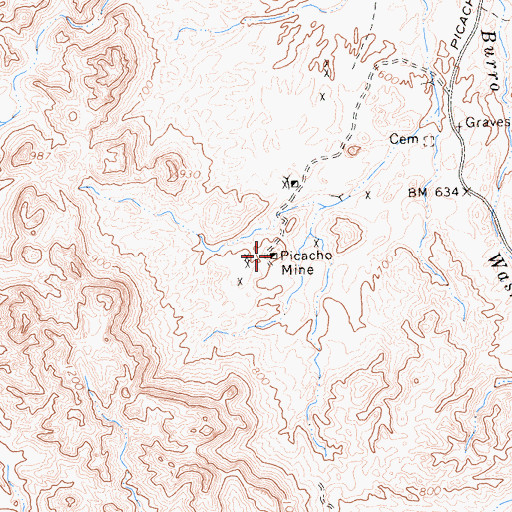 Topographic Map of Picacho Mine, CA