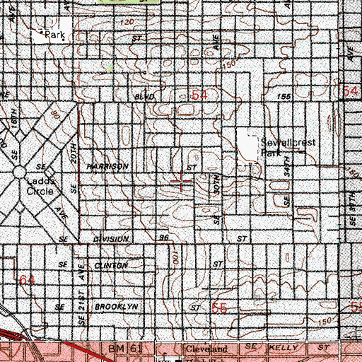 Topographic Map of Saint Davids Episcopal Church, OR
