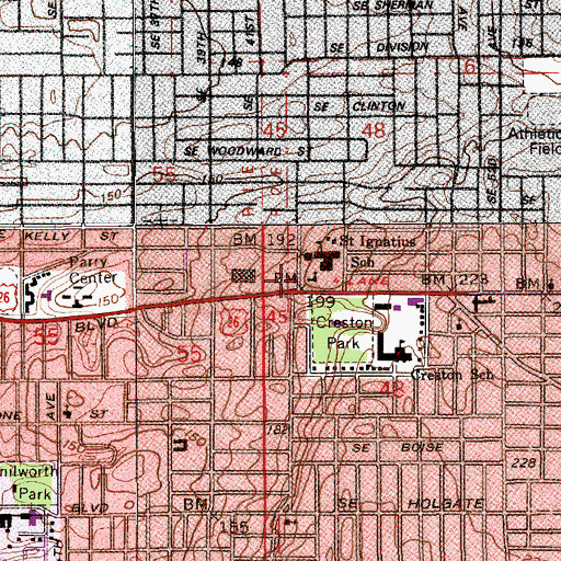 Topographic Map of Saint Ignatius Catholic Church, OR