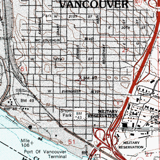 Topographic Map of Saint James Catholic Church, WA