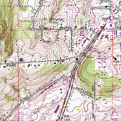 Topographic Map of Saint James Episcopal Church, OR
