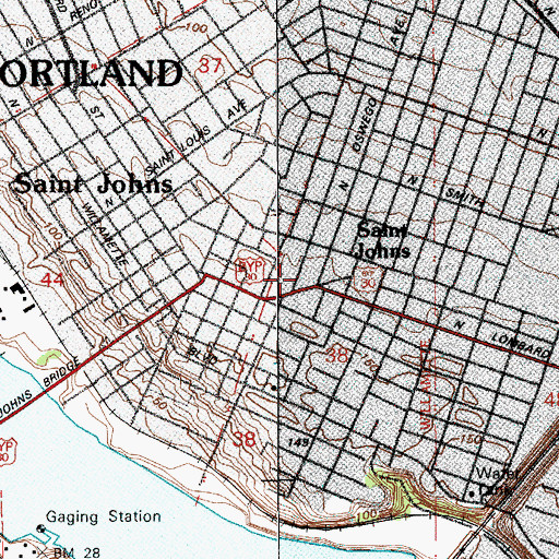 Topographic Map of Saint Johns Christian Church, OR