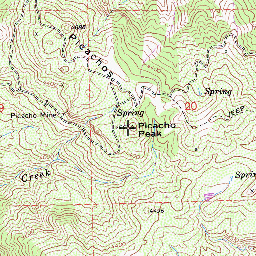 Topographic Map of Picacho Peak, CA