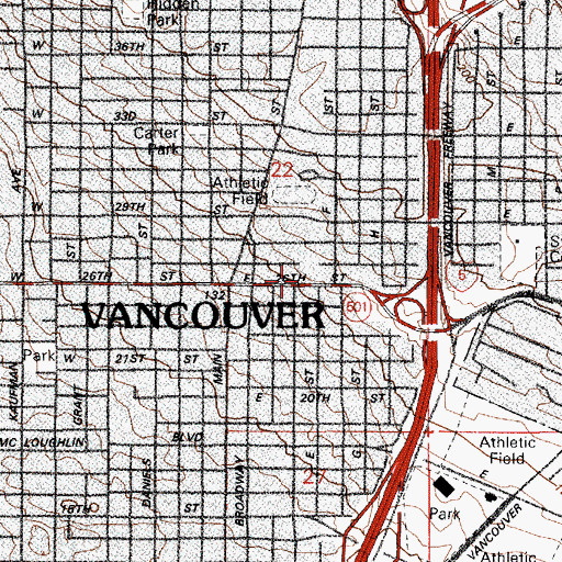 Topographic Map of Saint Lukes Church, WA