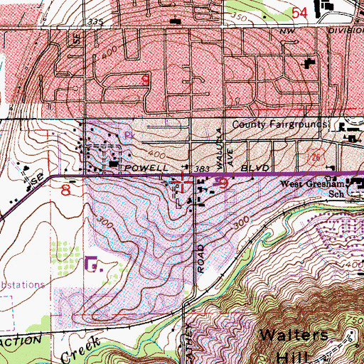 Topographic Map of Saint Lukes Episcopal Church, OR