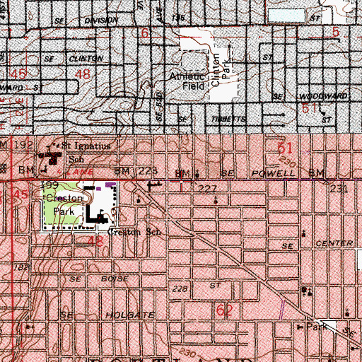 Topographic Map of Saint Marks Lutheran Church, OR