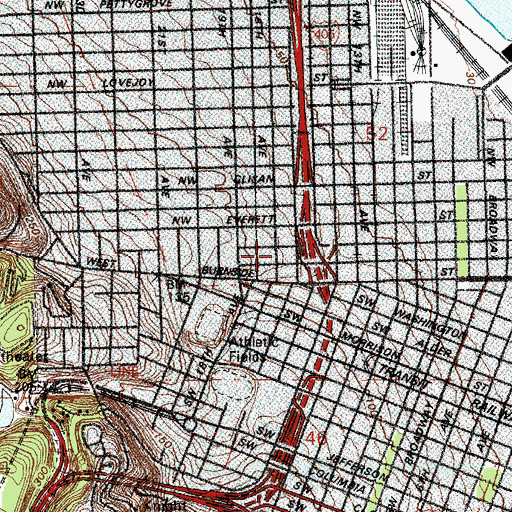 Topographic Map of Saint Marys Catholic Cathedral, OR