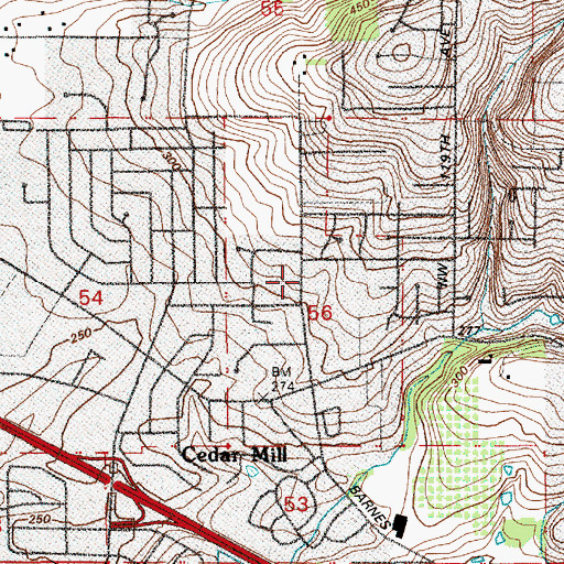 Topographic Map of Saint Pius X Church of Cedar Mill, OR