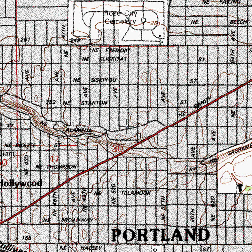 Topographic Map of Saint Rose Catholic Church, OR