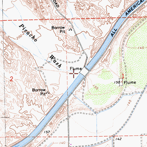 Topographic Map of Picacho Wash, CA