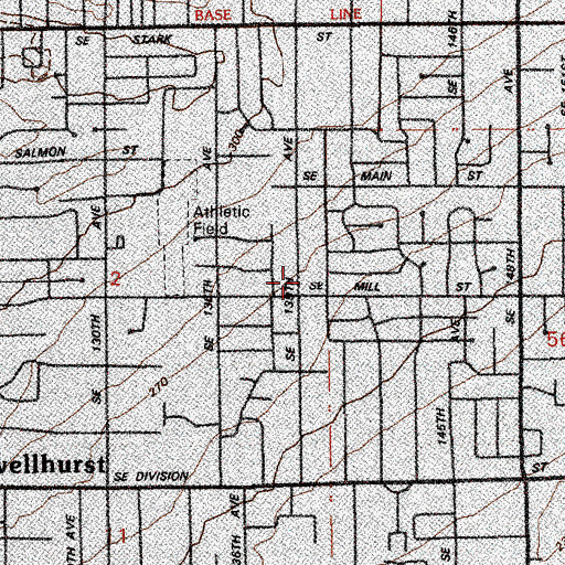 Topographic Map of Savage Memorial Presbyterian Church, OR