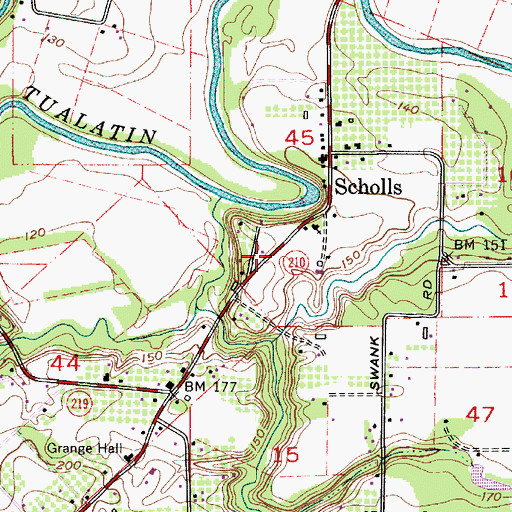 Topographic Map of Scholls Community Church, OR