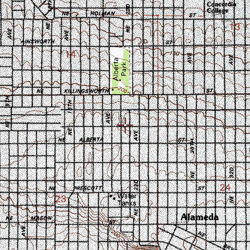Topographic Map of Sharon Seventh Day Adventist Church, OR