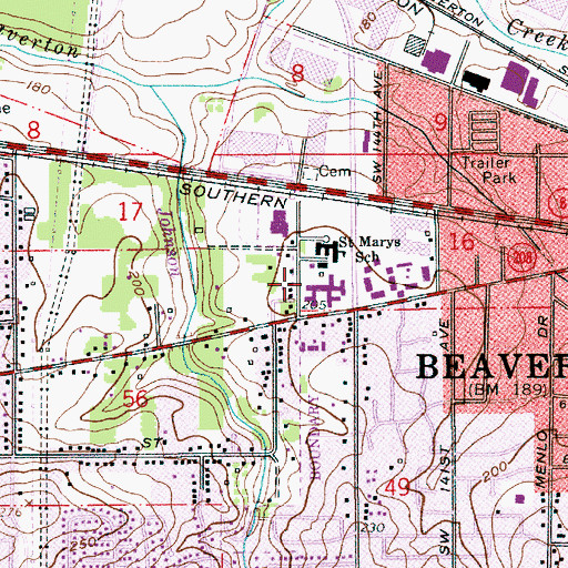 Topographic Map of Sisters of Saint Mary of Oregon Church, OR
