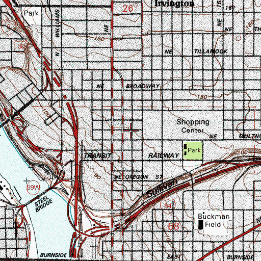 Topographic Map of Temple Baptist Church, OR