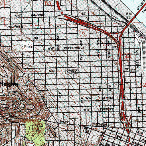 Topographic Map of The Parish of Saint Mark, OR