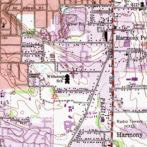 Topographic Map of Thompson Road Bible Fellowship Church, OR