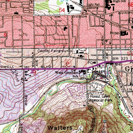 Topographic Map of Trinity Lutheran Church, OR