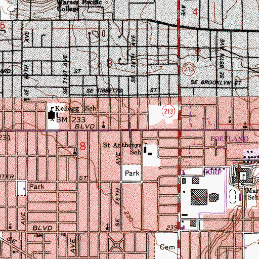 Topographic Map of True Vine Baptist Church, OR