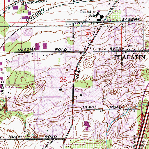 Topographic Map of Tualatin Presbyterian Church, OR