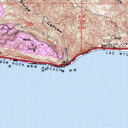 Topographic Map of Piedra Gorda Canyon, CA