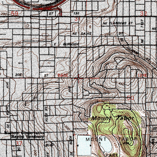 Topographic Map of United Methodist Church of Tabor Heights, OR