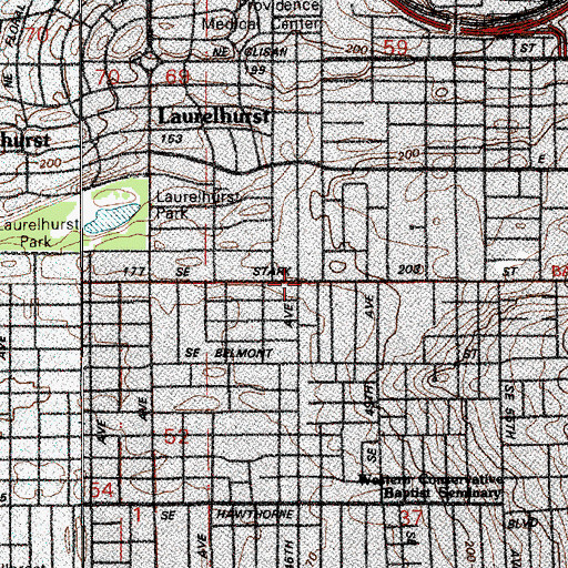 Topographic Map of Unity Church of Portland, OR