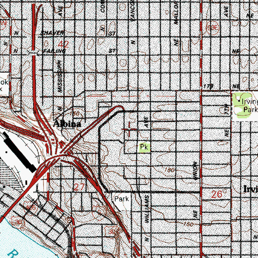 Topographic Map of Vancouver Avenue First Baptist Church, OR