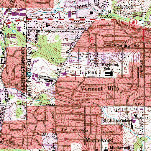 Topographic Map of Vermont Hills United Methodist Church, OR