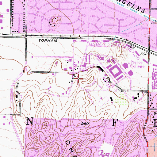 Topographic Map of Pierce College, CA