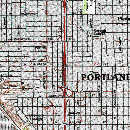 Topographic Map of Walker Temple Church of God in Christ, OR