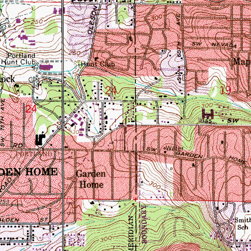 Topographic Map of West Hills Baptist Church, OR