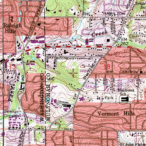 Topographic Map of West Hills Covenant Church, OR