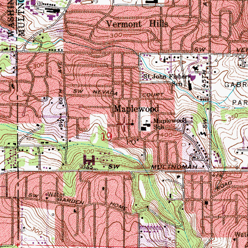 Topographic Map of West Hills Friends Church, OR