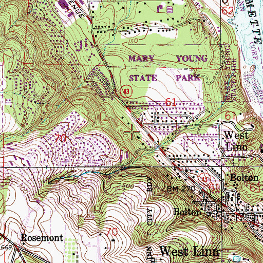 Topographic Map of West Linn Lutheran Church, OR
